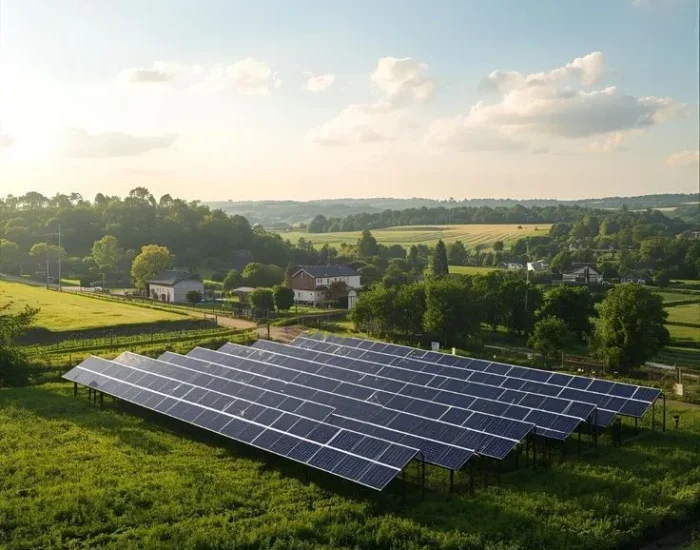 solar panels in rural countryside – eco friendly wallpaper